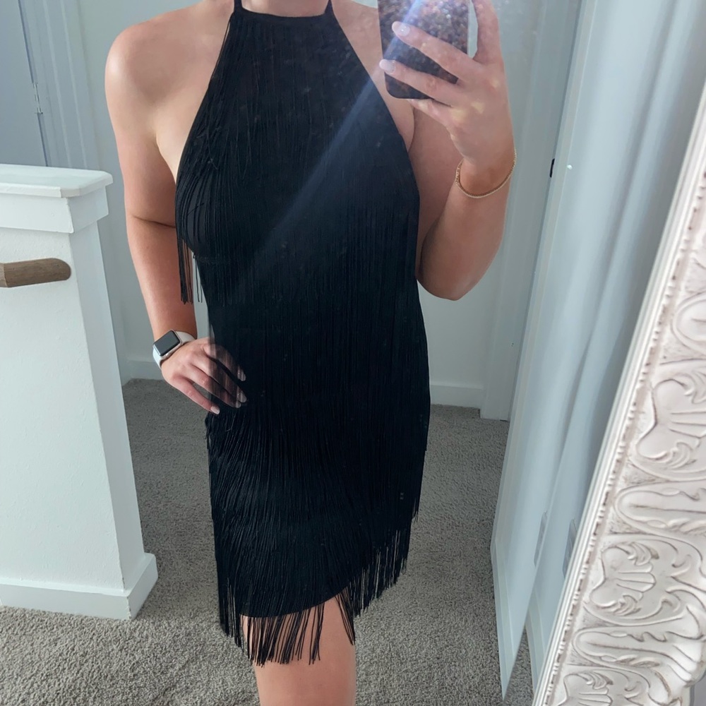Backless Fringe Mini Dress